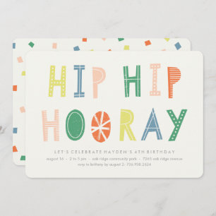 Hip Hip Hooray Birthday Convite - Cobalto