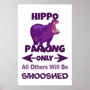 Hipopótamo que estaciona somente o poster do sina
