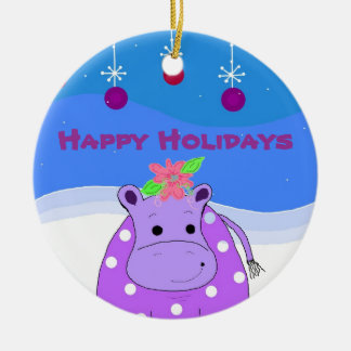 Hipopótamo Roxo e Enfeites de Natal