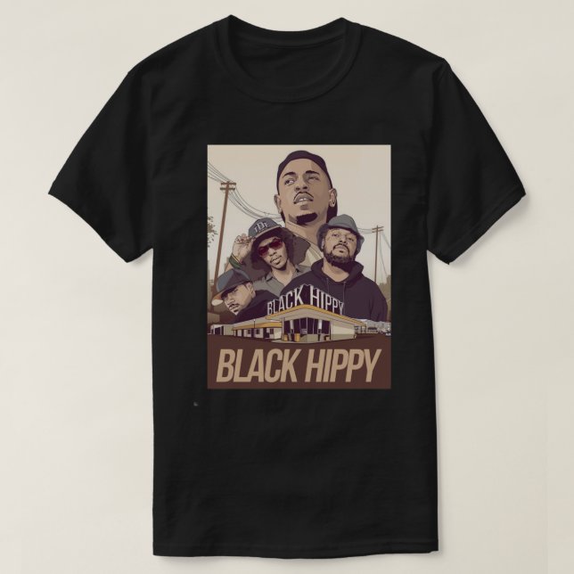 hippia negra - o t-shirt clássico do hip hop rock (Frente do Design)