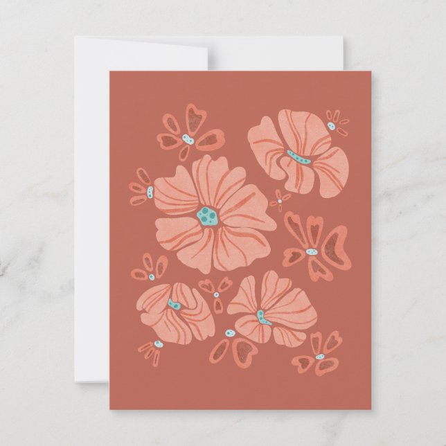 Hippie Blooms: Abstrato Red Flower Power Trabalho  (Frente)