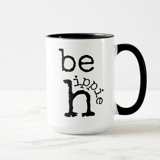 Hippie, Boho, Branco Negro, Xícara de Café (Direita)
