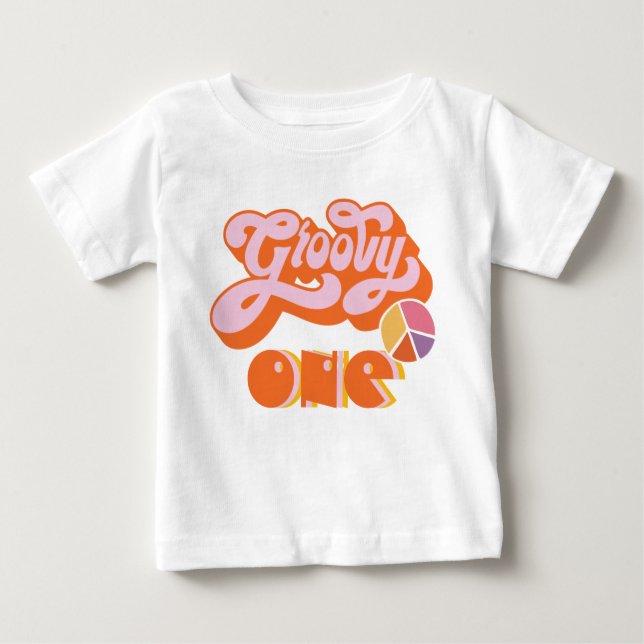 Hippie Groovy Um Bebê T-Shirt (Frente)