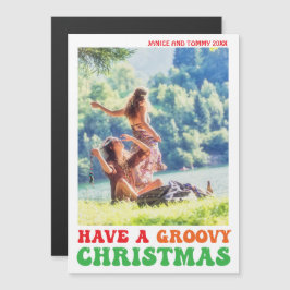 Hippie Holiday Photo Groovy Magnet