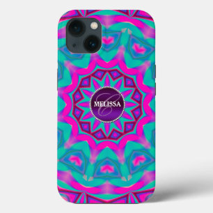 Hippie Love Pink Aqua Nome Personalizado Galáxia 