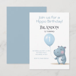 Hippo Birthday — convite simples