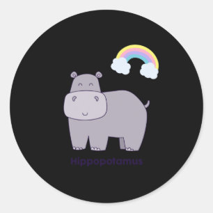 Hippo Bonito Em Um Adesivo De Dia Brilhante
