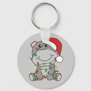 Hippo Christmas Winter Animais Hippos Chaveiro