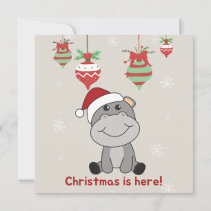 Hippo Feliz Natal Animais de Inverno Convite de Hi