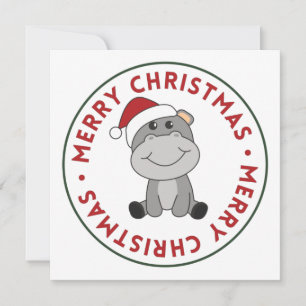 Hippo Feliz Natal Animais de Inverno Convite de Hi