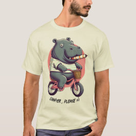Hippo na Bicicleta "Mais Leve, por favor" T-shirt 