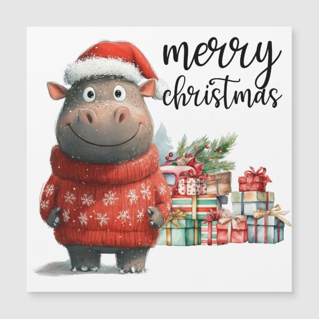 Hippo Natal Pensado para Amantes de os animais (Frente)