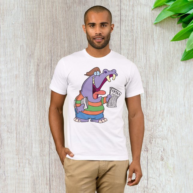 Hippo Newpaper Boy Mens T-Shirt (Criador carregado)