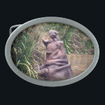 Hippo Roar, Belt Buckle<br><div class="desc">Foto de um hipopótamo rugindo em seu lago</div>