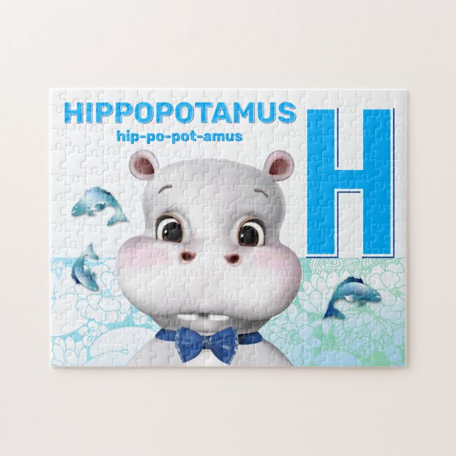 Hippo Safari Alphabet Kids Jigsera Quebra-cabeça (Horizontal)