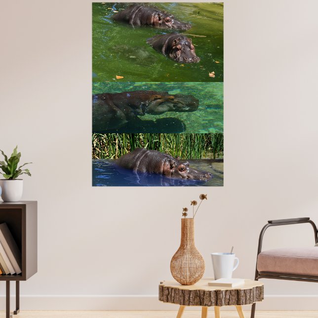Hippos Felizes Em Um Pond, Poster (Sala de Estar 3)