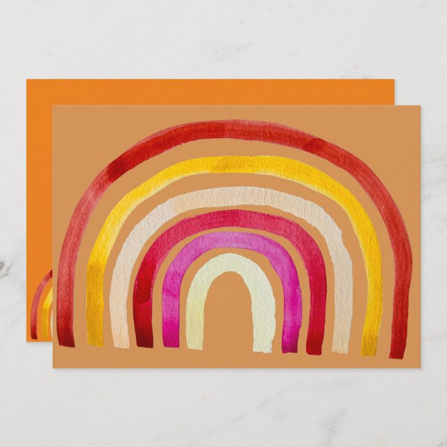 Hippy 60s arco-íris retro convite para o tema do p (Frente/Verso)
