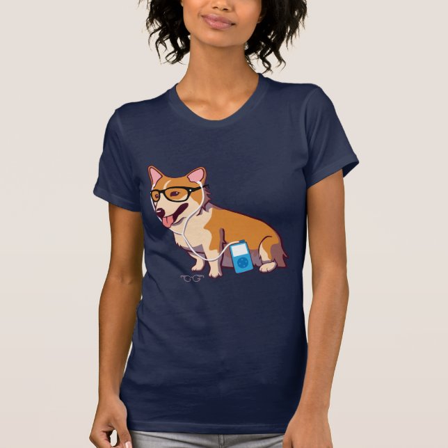 Hipster Corgi T-Shirt (sem texto) (Frente)
