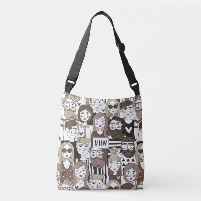 Hipster Padrão de bolsas personalizadas de monogra (Frente)