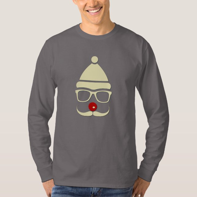 Hipster Rudolph Mustache T-shirt masculina (Frente)