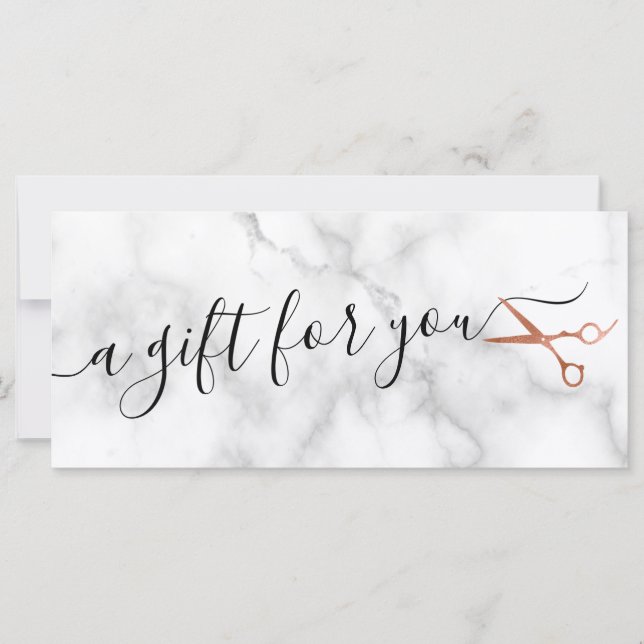 Hirestilista de tesouras de rosa de cobre elegante (Frente)