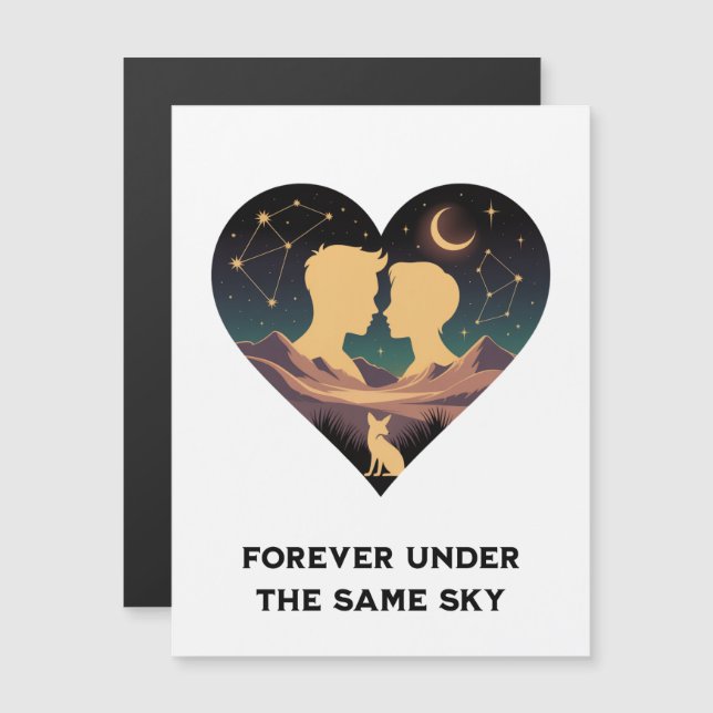 História de Amor Cósmico Coração com Amantes e Art (Frente/Verso)