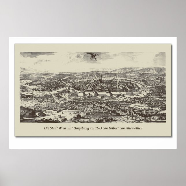 Historische Karte Österreich Wien 1683 Poster (Frente)