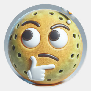 Hmm…– Emoji Adesivo de Pickleball Pensativo
