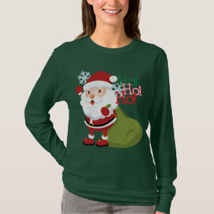 Ho-Ho-Ho a camisa sleved longa das mulheres