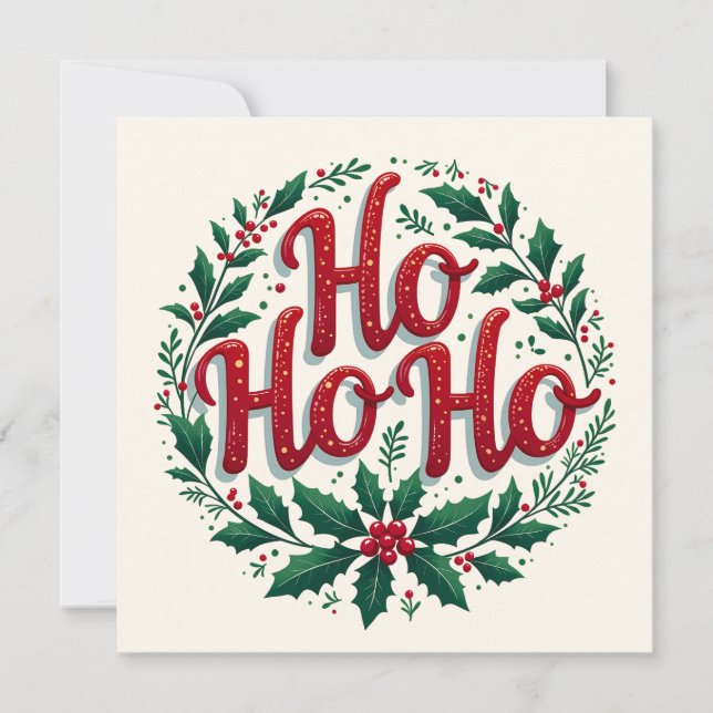Ho Ho Ho Christmas Wreath Typography Design (Frente)