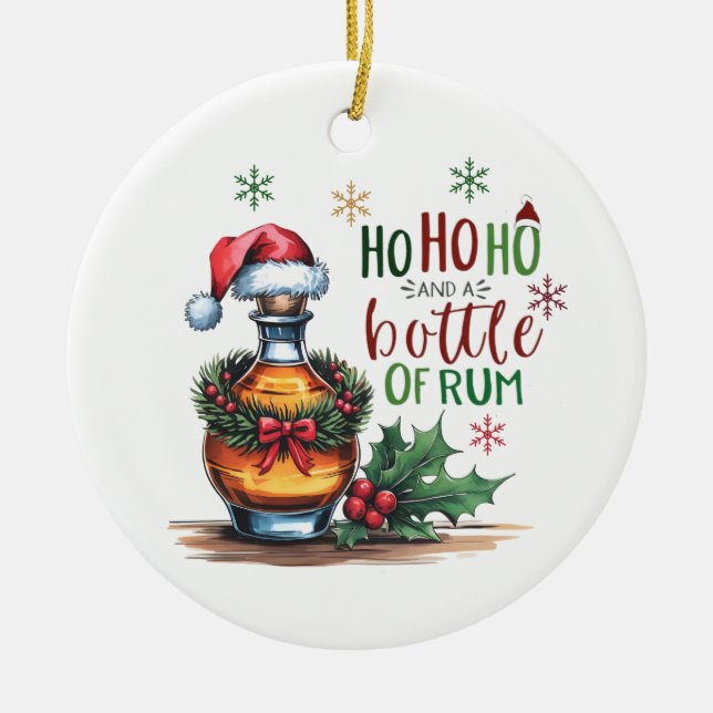 Ho Ho Ho E Uma Garrafa De Rum Enfeite (Frente)