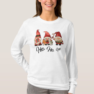 Ho ho ho ho Três Papais noeis Camisa Gnomo de Nata
