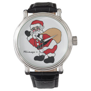 Ho Ho Ho relógio da correia de couro do papai noe