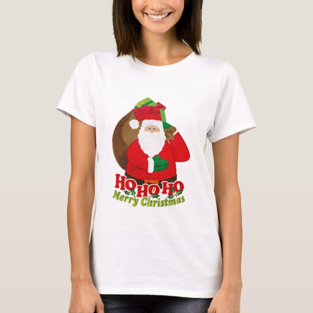 Ho Ho Ho t-shirt das senhoras do papai noel do (Frente)