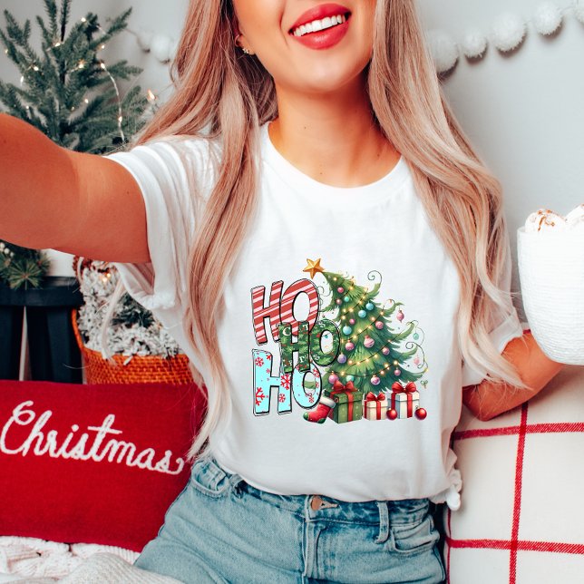 Ho Ho Ho Tree T-Shirt de Natal (Criador carregado)
