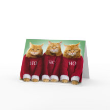 Ho Ho Ho Três Gatos Feliz Cartão de Saudação de Na