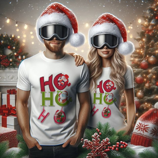 HO HO HO White T-Shirt Natal (Criador carregado)