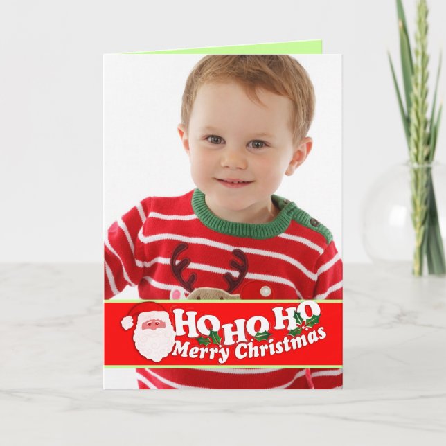 Ho Ho O Natal vermelho adiciona o cartão com fotos (Frente)
