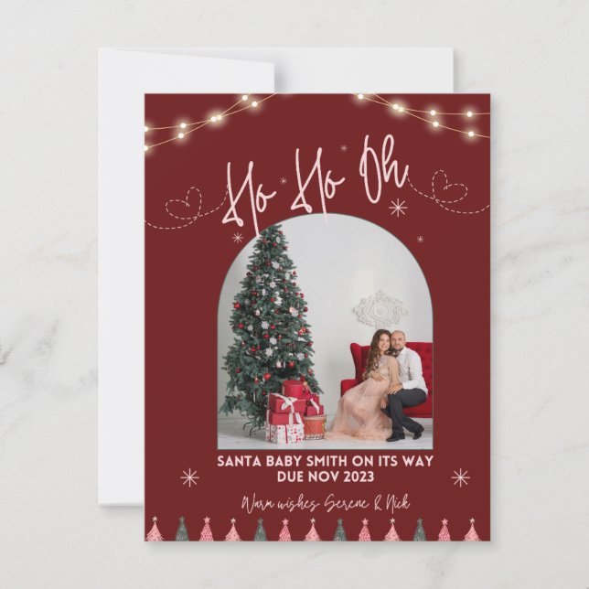 Ho ho oh bebê natal anúncio de gravidez (Frente)