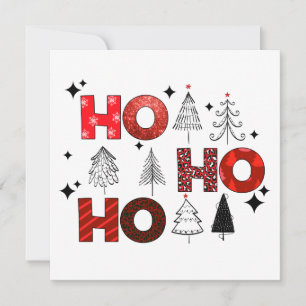 Ho Ho Red Christmas Trees Winter card