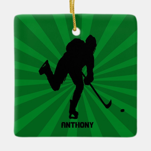 Hockey com Silhout com Enfeites de natal Verde (Frente)