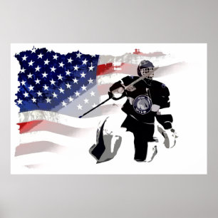 Hockey Goalie e Poster de Bandeira dos EUA