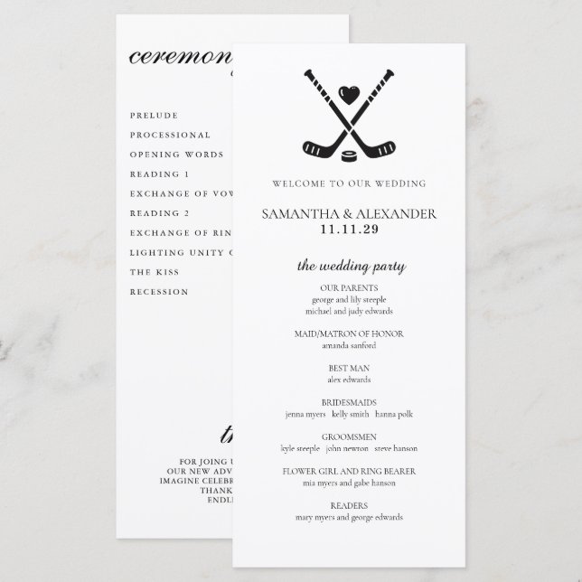 Hockey Love Ceremony Program (Frente/Verso)