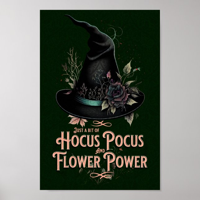 Hocus Pocus and Flower Power Witchy Poster (Frente)