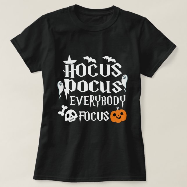 Hocus Pocus Todos Concentrem Camiseta de Bruxa , H (Frente do Design)