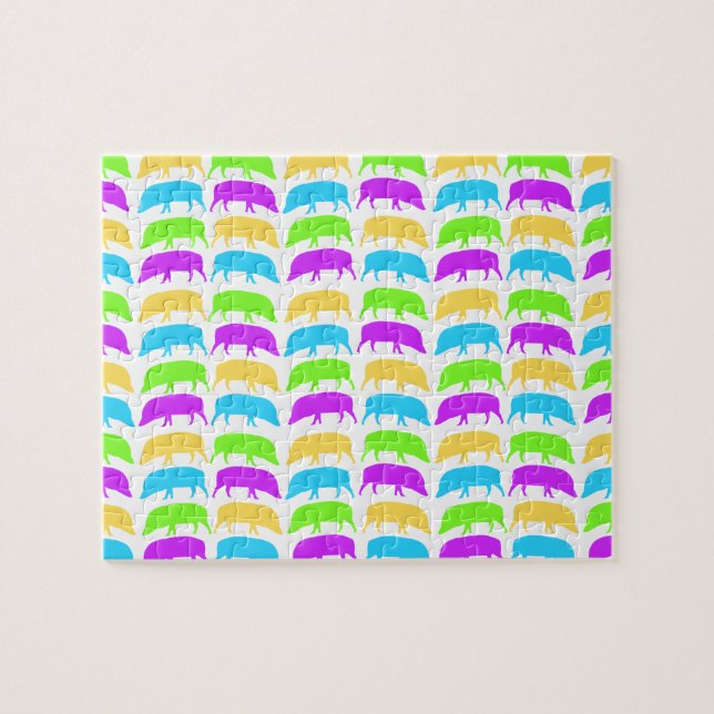 Hogs multicoloridos Quebra-cabeça azul verde púrpu (Horizontal)