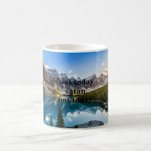 "hoje não, satã, não hoje", caneca de café