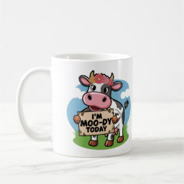 Hoje sou Moo-dy, uma linda caneca de café para Ama