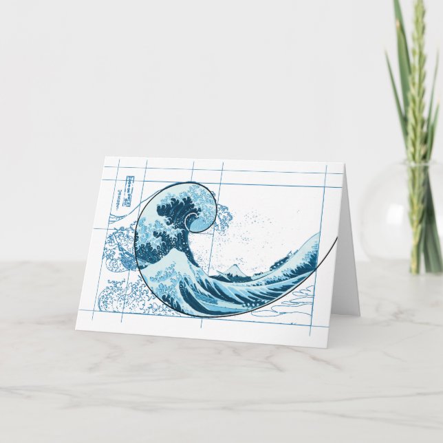 Hokusai Conhece Fibonacci, Cartão Azul (Frente)