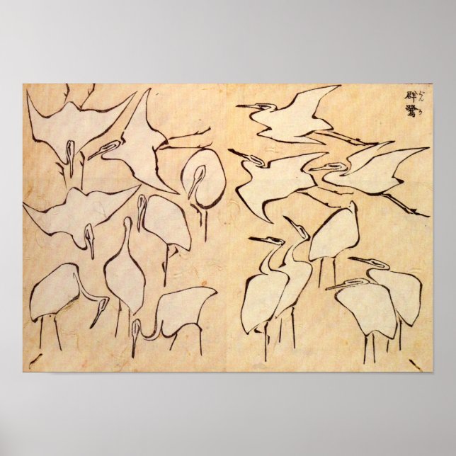 Hokusai Cranes Poster (Frente)